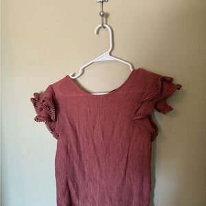 Elegant Ruffled Sleeve Top in Rose